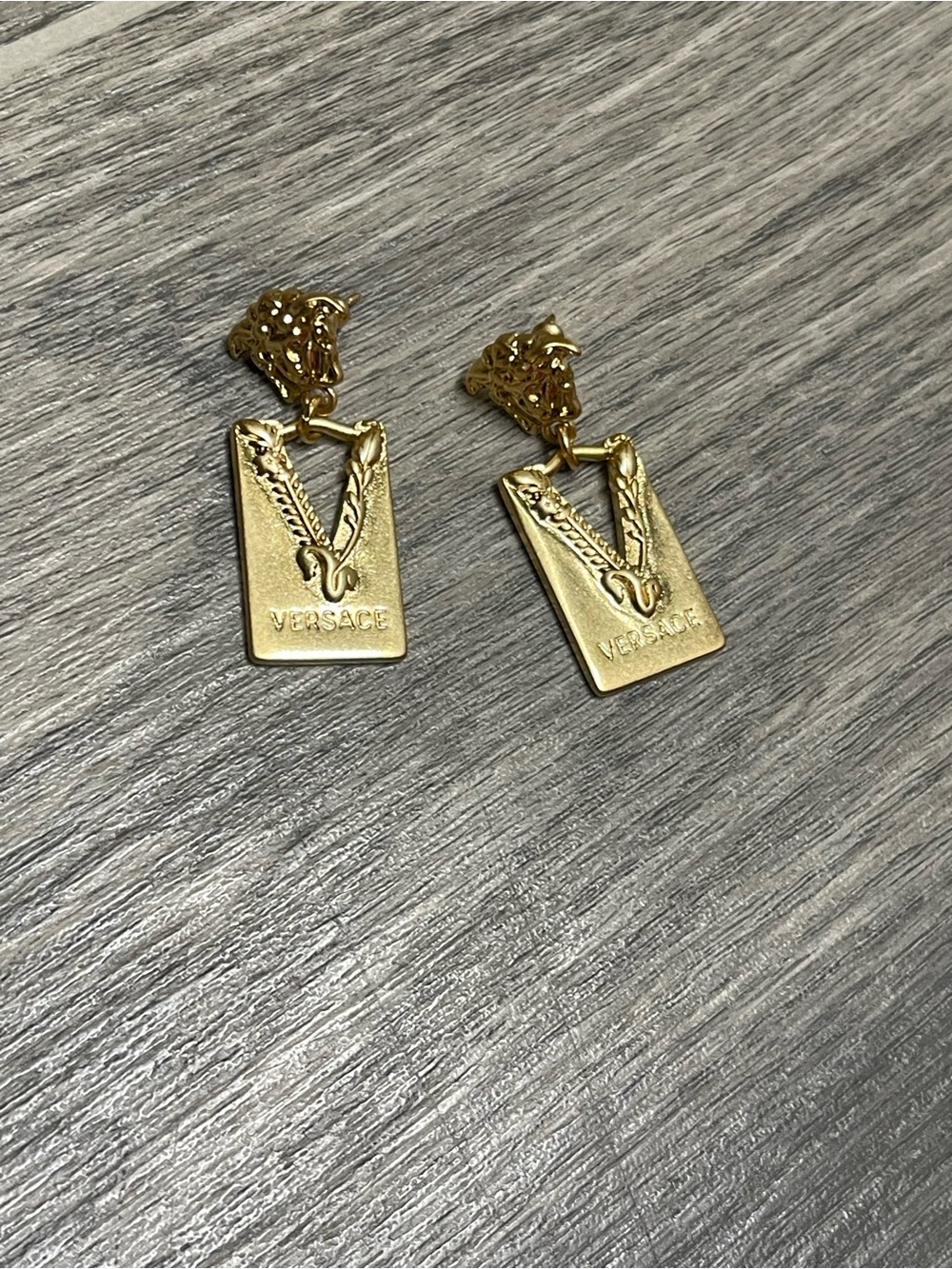 Medusa Plaque Dangle Earrings